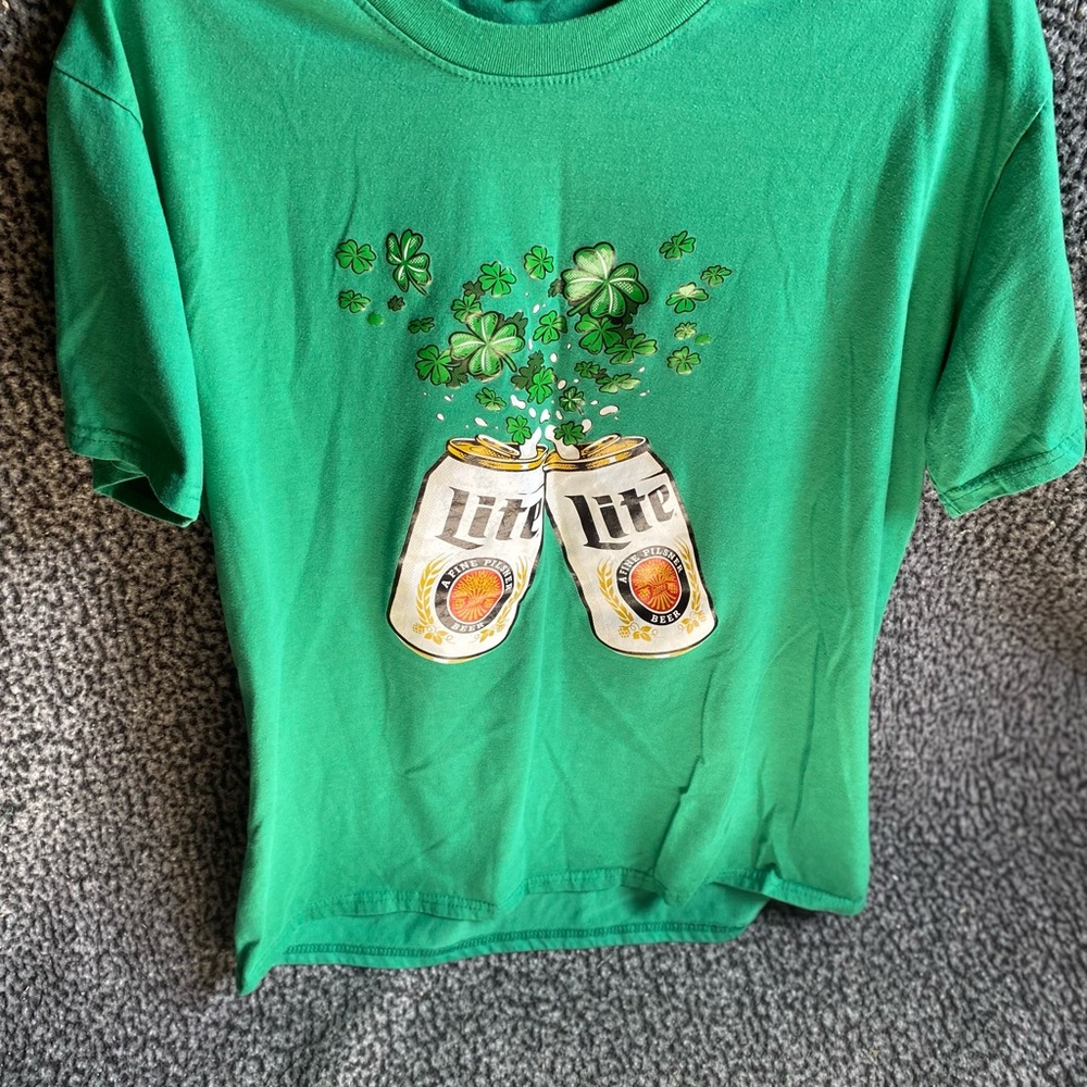Lite Beer Graphic Tee - Green Short Sleeve
